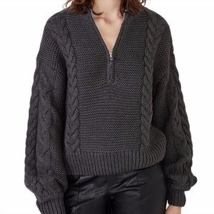 NWT Bardot Zoe Zip Cable Knit Sweater